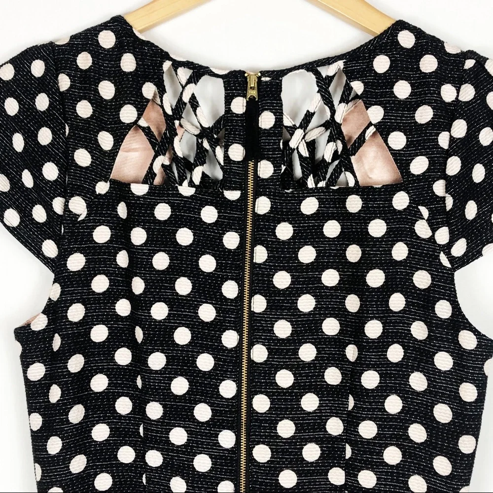 Anthropologie Maeve Nikola Polka Dot Mini Dress | Black White | Size 4 - Picture 11 of 14